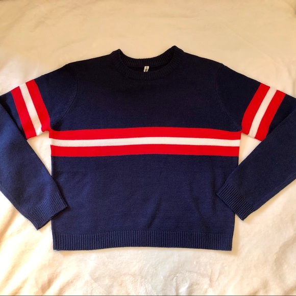 Blue, white, and red striped sweater - Picture 1 of 2